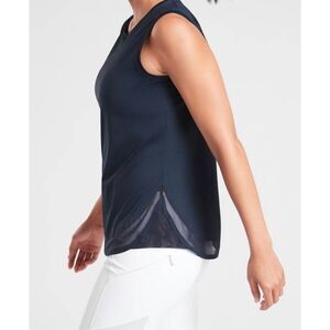 ATHLETA Cadence Black Mesh Hem Tank Top Size XSP